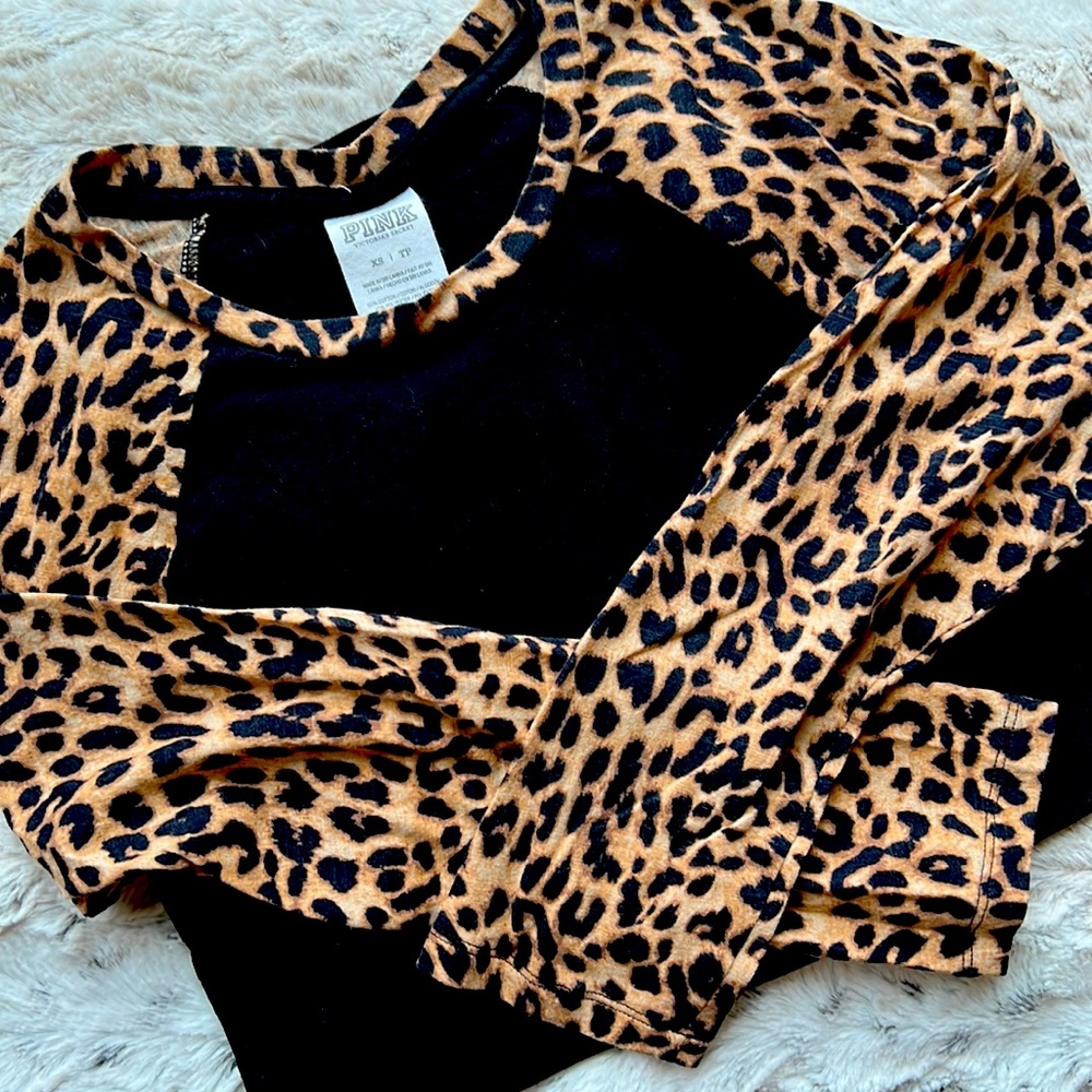 Pink Black & Leopard Raglan Tee